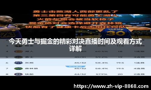 今天勇士与掘金的精彩对决直播时间及观看方式详解